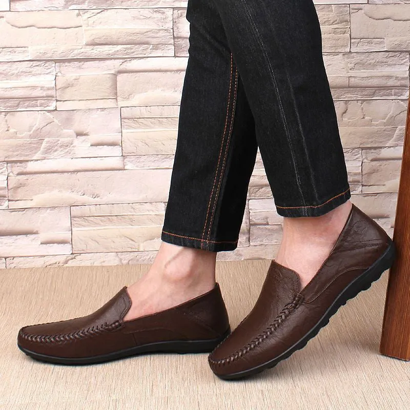 Men's Casual Genuine Leather Shoes | Plus Size Loafers