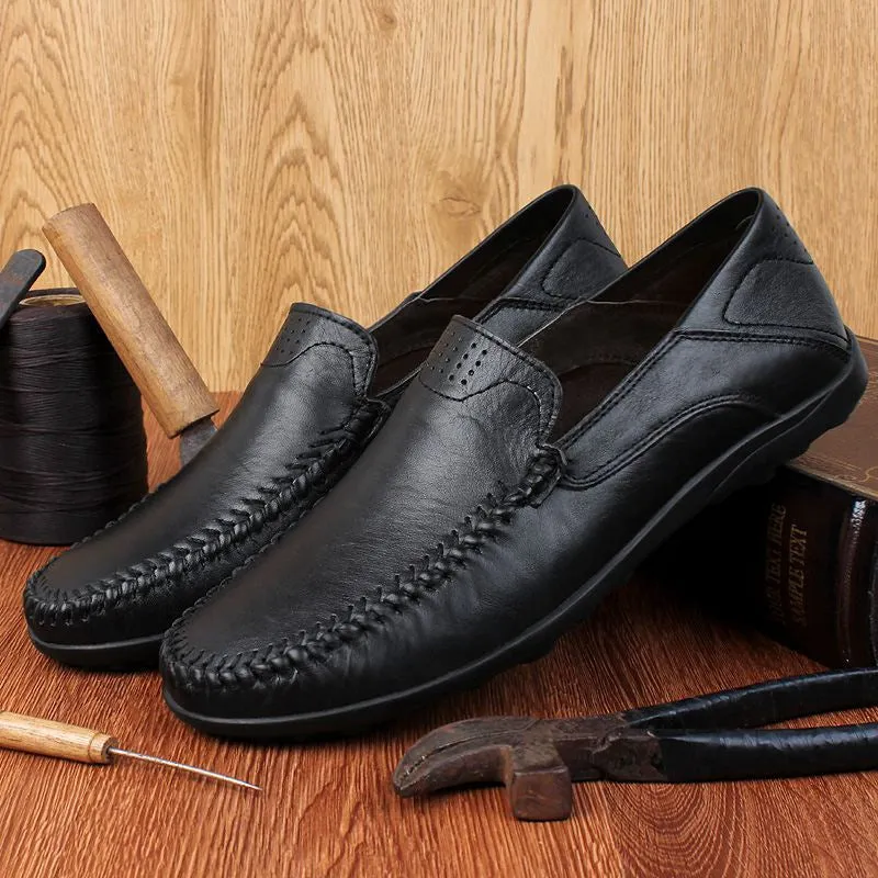 Men's Casual Genuine Leather Shoes | Plus Size Loafers