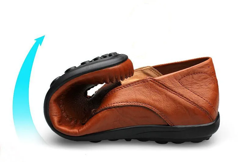 Men's Casual Genuine Leather Shoes | Plus Size Loafers