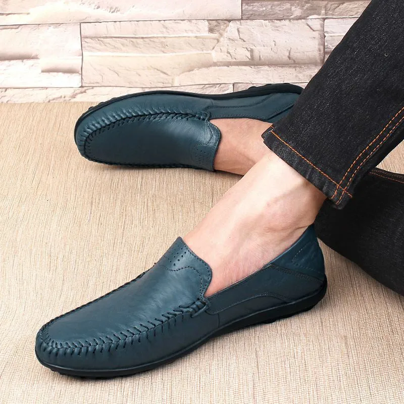 Men's Casual Genuine Leather Shoes | Plus Size Loafers