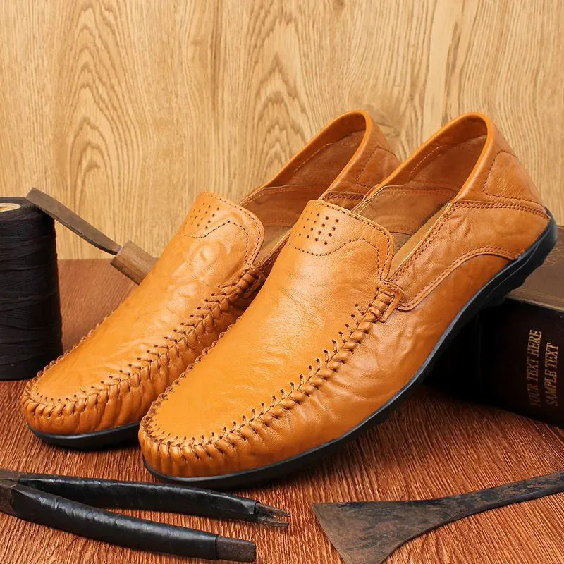 Men's Casual Genuine Leather Shoes | Plus Size Loafers