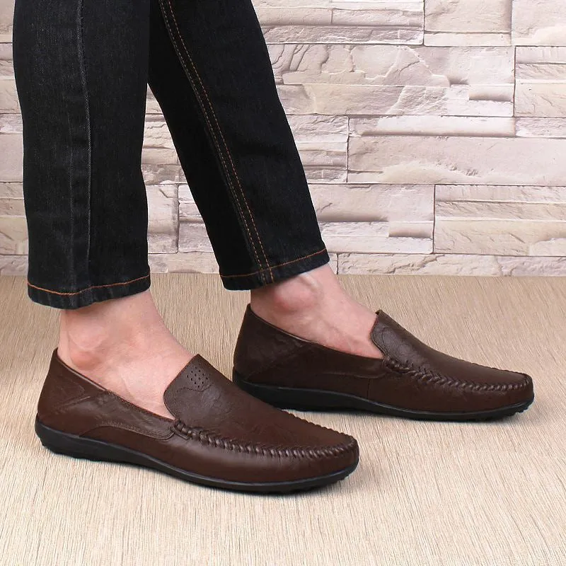 Men's Casual Genuine Leather Shoes | Plus Size Loafers