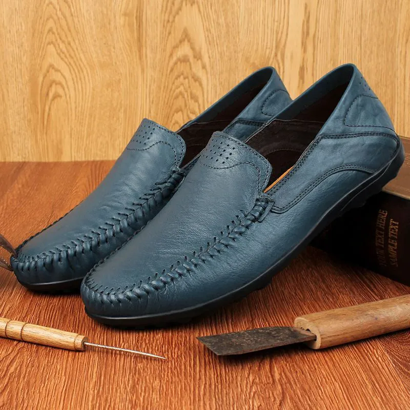 Men's Casual Genuine Leather Shoes | Plus Size Loafers