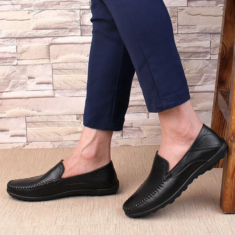 Men's Casual Genuine Leather Shoes | Plus Size Loafers