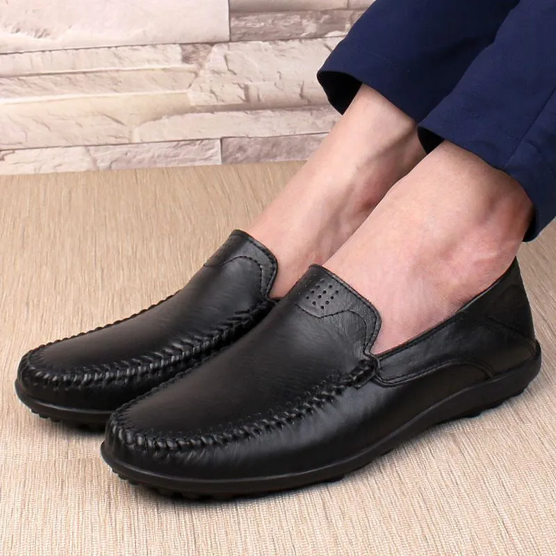 Men's Casual Genuine Leather Shoes | Plus Size Loafers