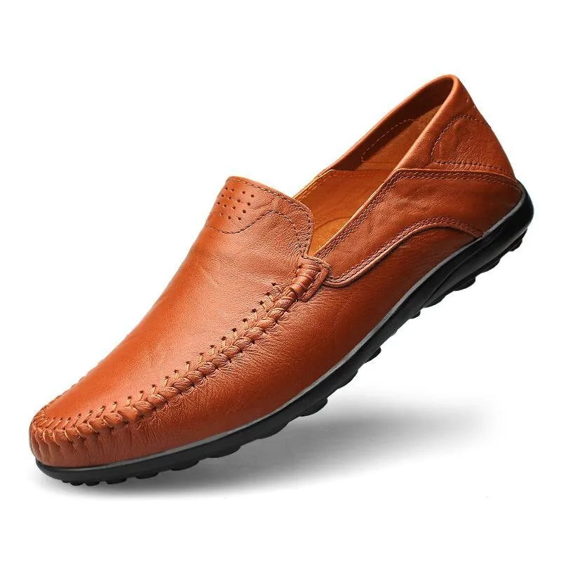 Men's Casual Genuine Leather Shoes | Plus Size Loafers