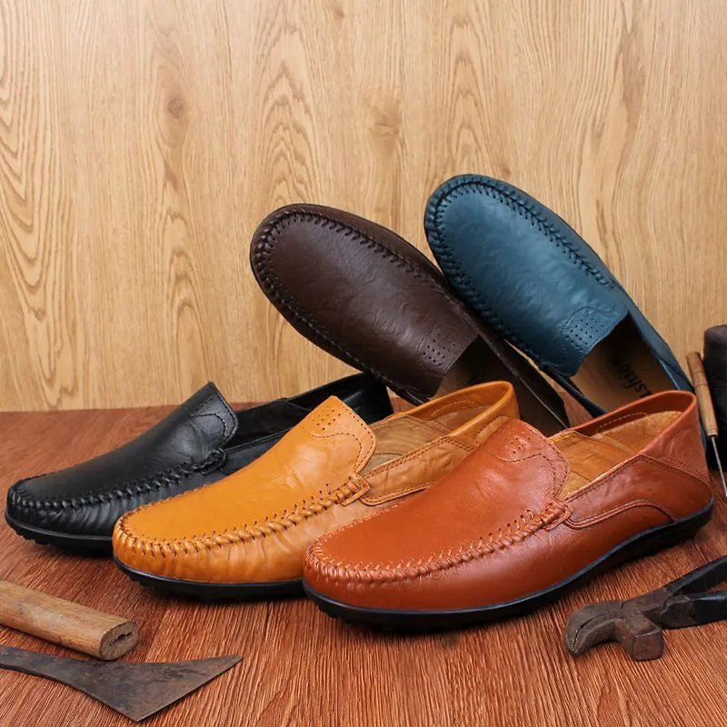 Men's Casual Genuine Leather Shoes | Plus Size Loafers