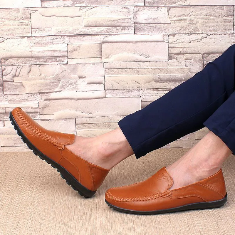 Men's Casual Genuine Leather Shoes | Plus Size Loafers