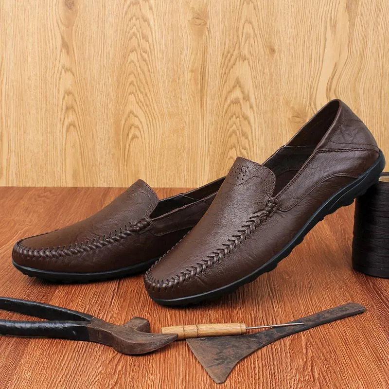 Men's Casual Genuine Leather Shoes | Plus Size Loafers