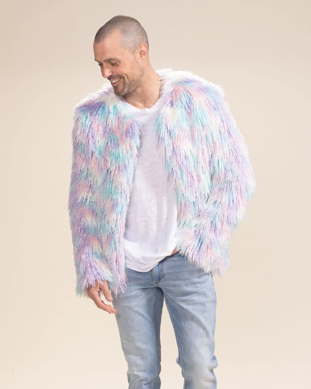 Men's Colorful Faux Fur Jacket | Aurora Shaggy Alpaca