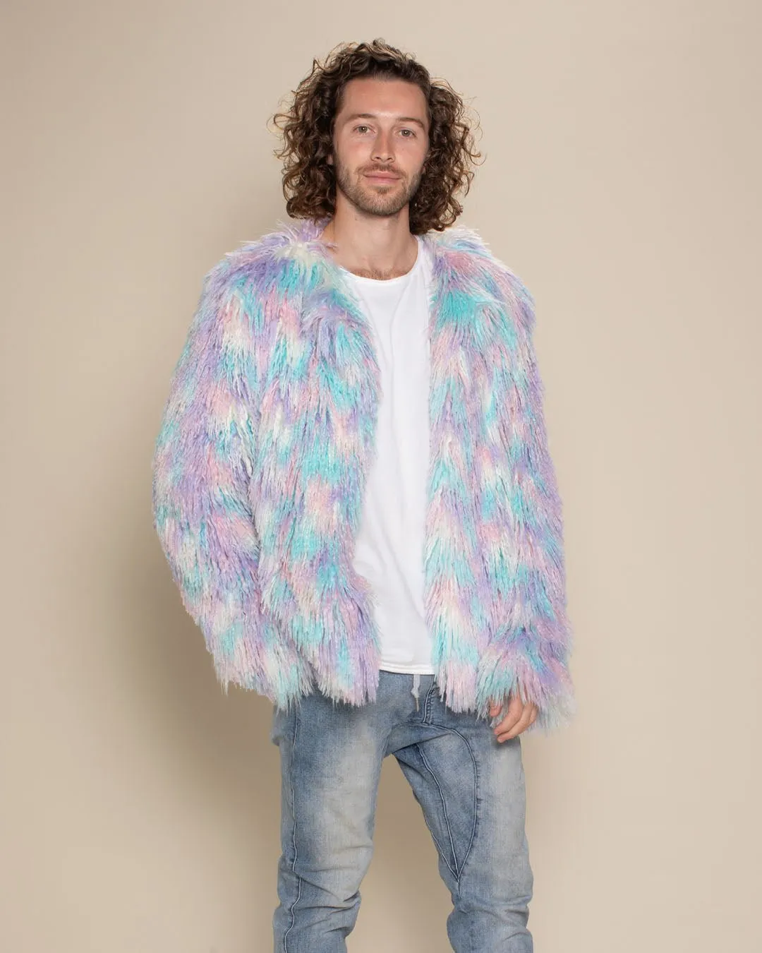 Men's Colorful Faux Fur Jacket | Aurora Shaggy Alpaca