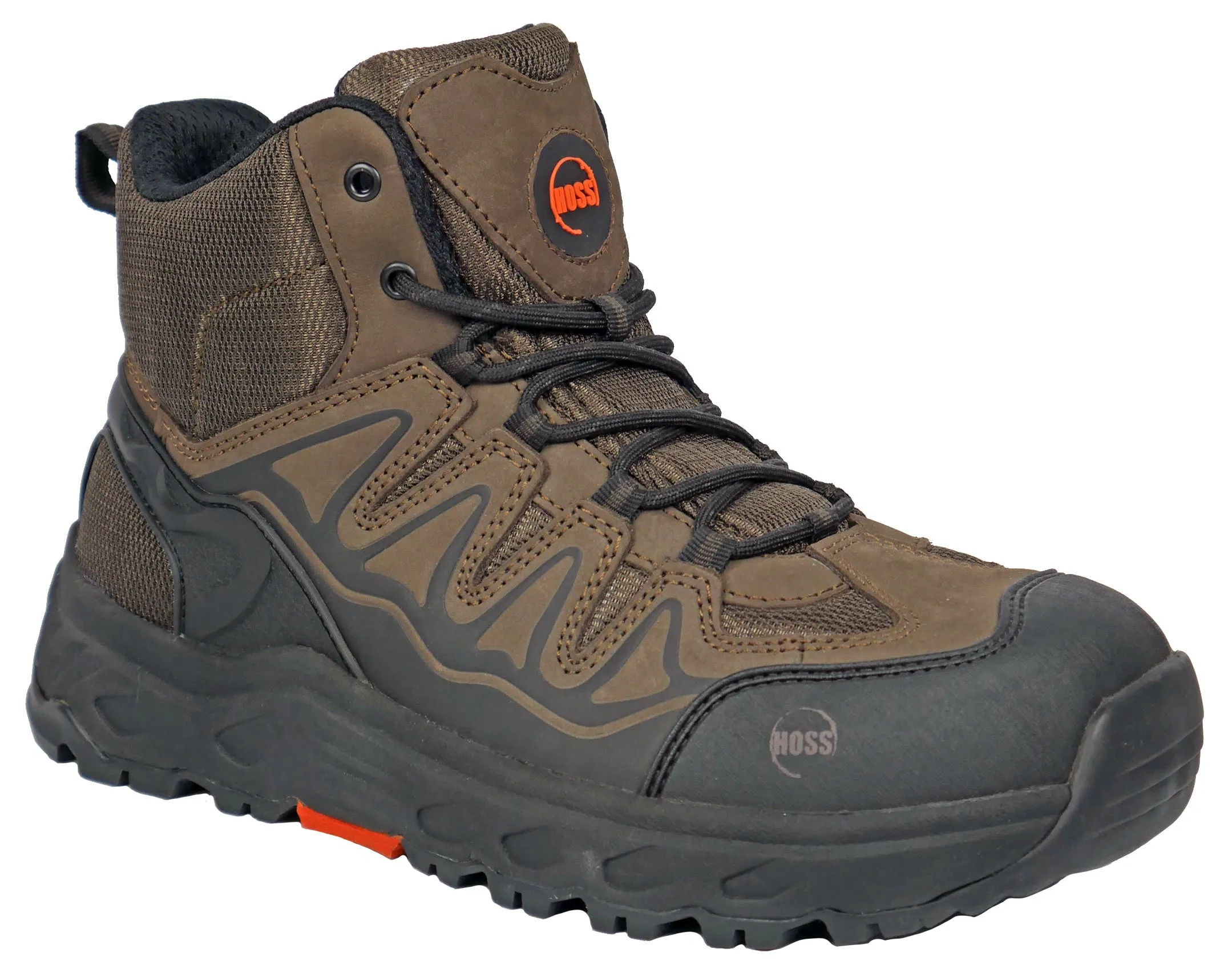 Men's Hoss Eric Hi Brown, EH, SR, Mid Hiker, Aluminum Toe Boot