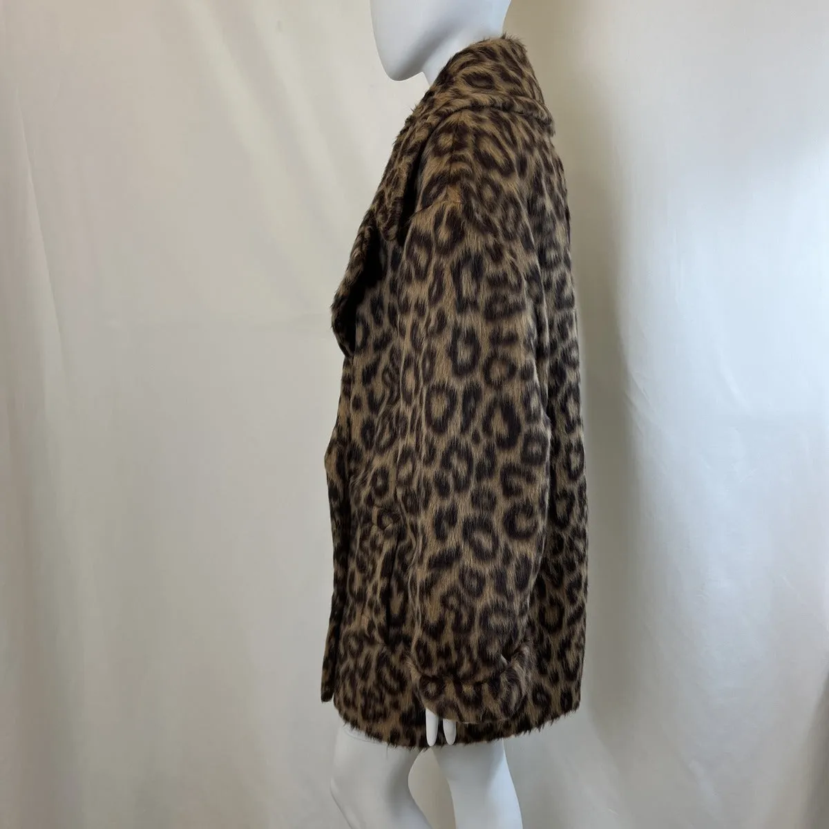 Michael Kors Leopard  Print Faux Fur Coat