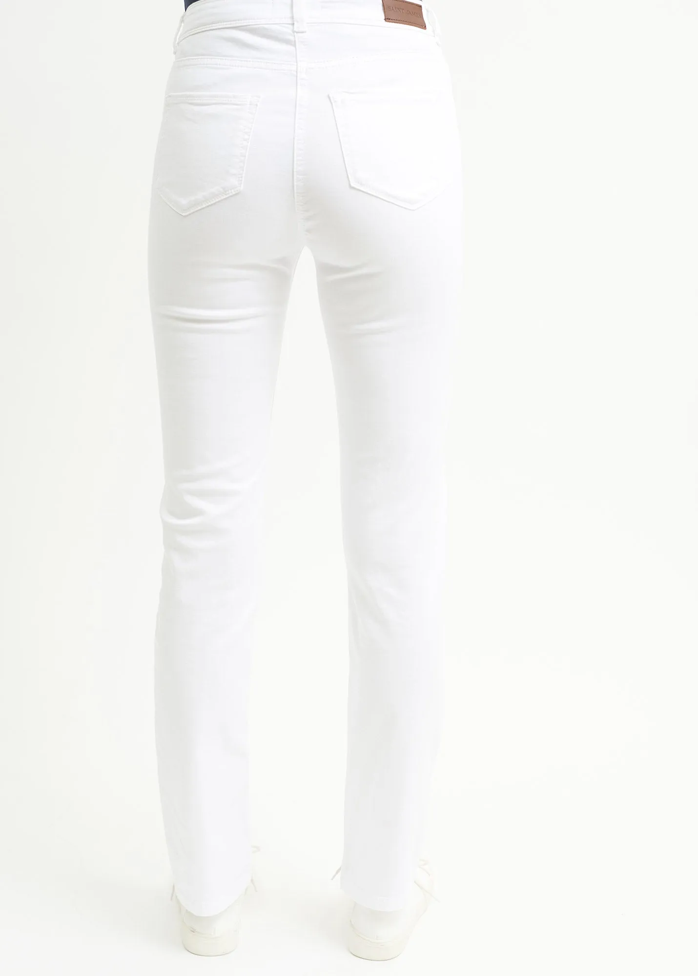 Mimosa high waist pants - slim fit, in stretch cotton (BLANC)