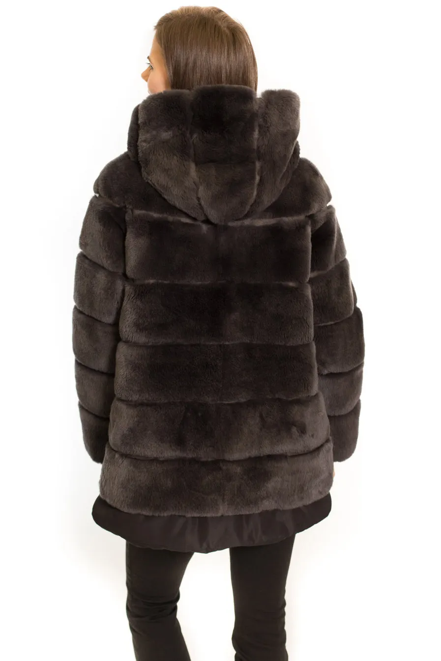 MIRNY - Fur Coat with Wide Collar and Hood