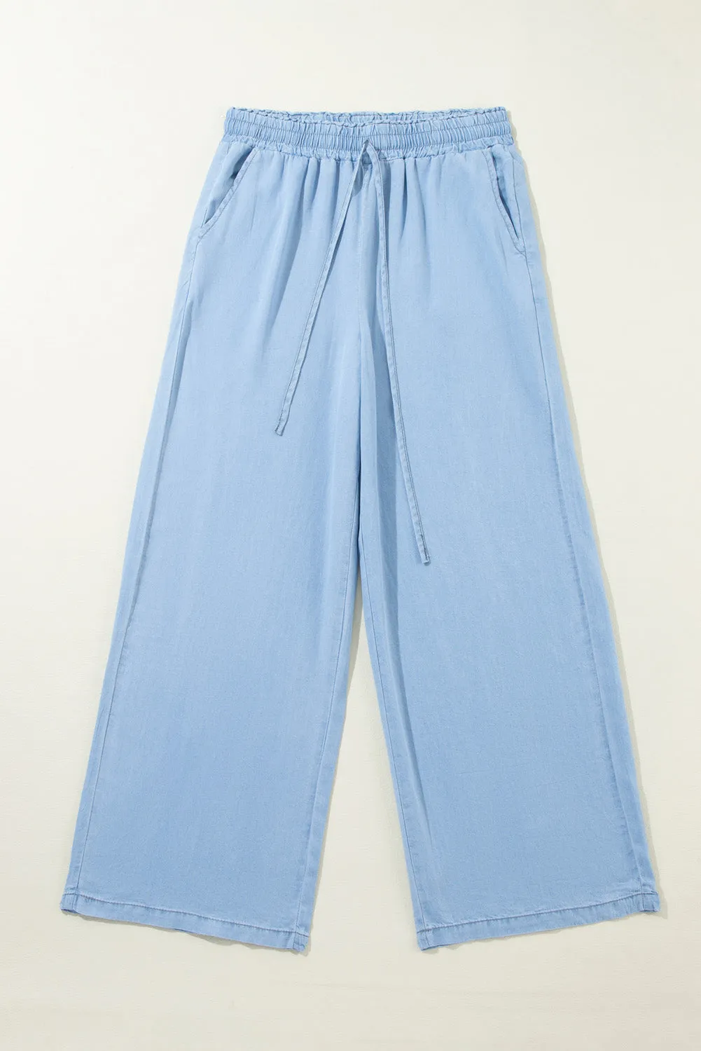 Myosotis Drawstring High Waist Wide Leg Denim Pants