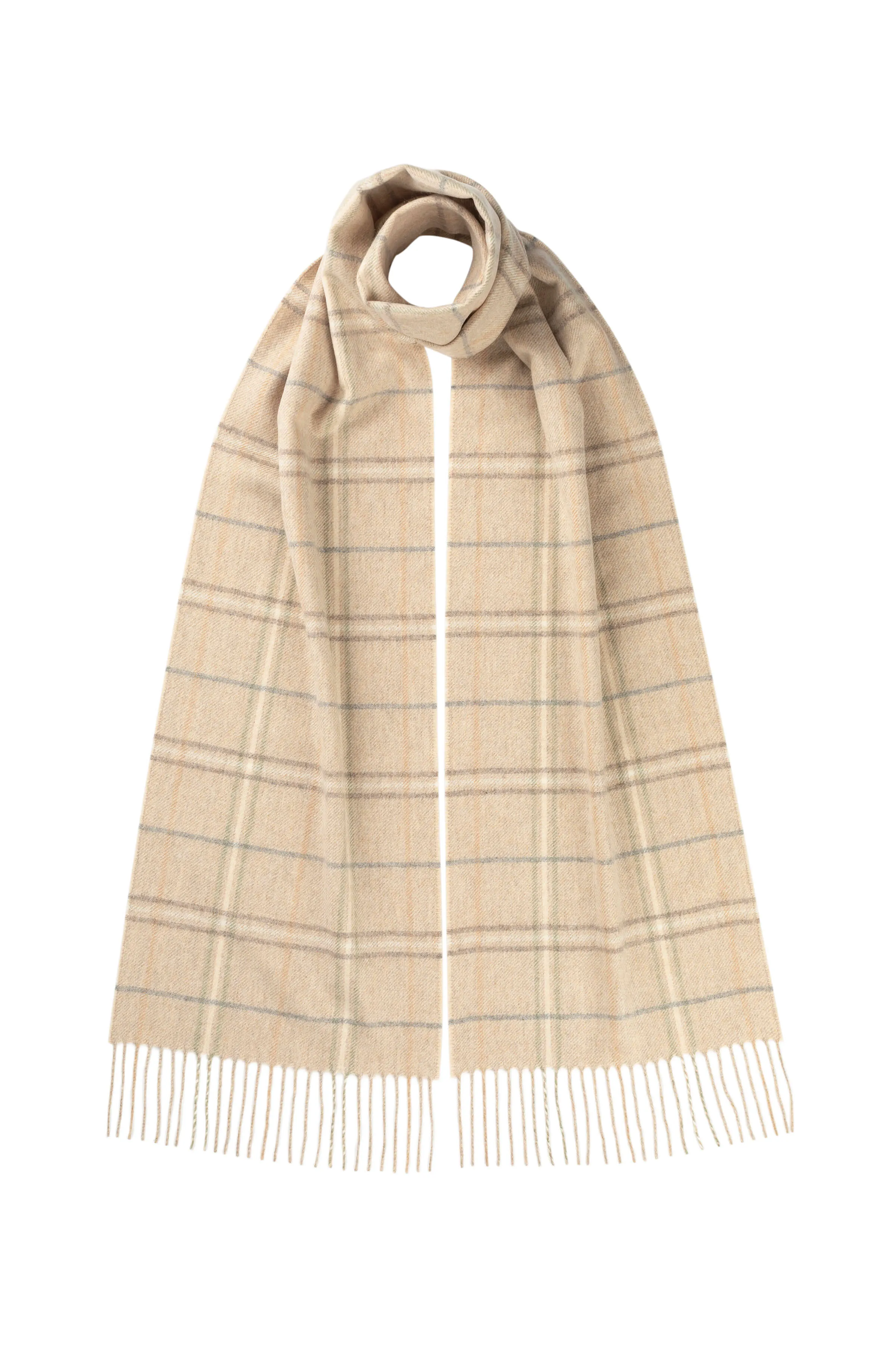 Natural Windowpane Cashmere Scarf