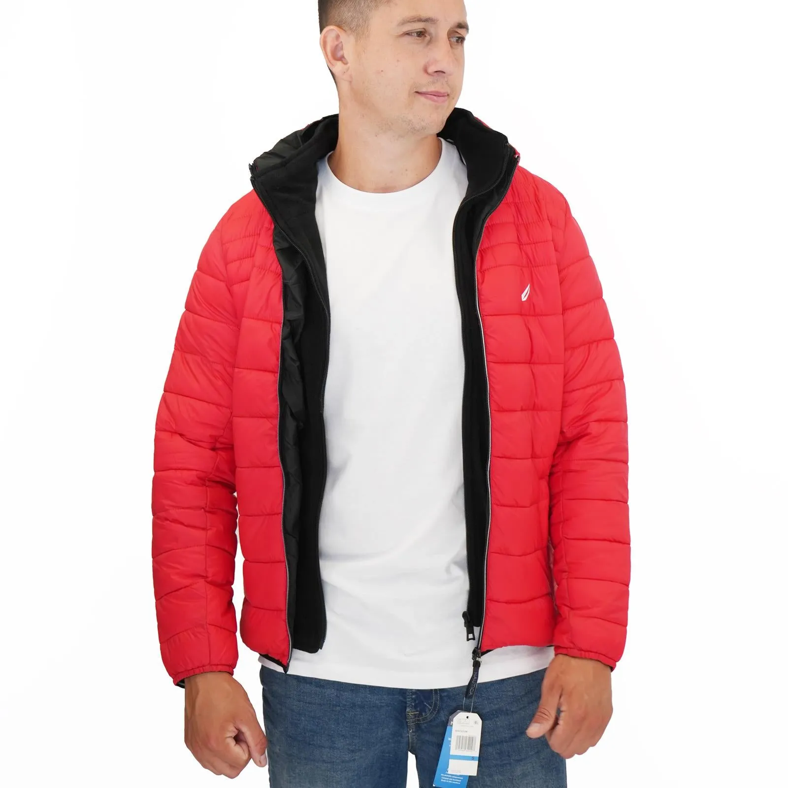 Nautica Performance Double Zip Puffer Jacket Red