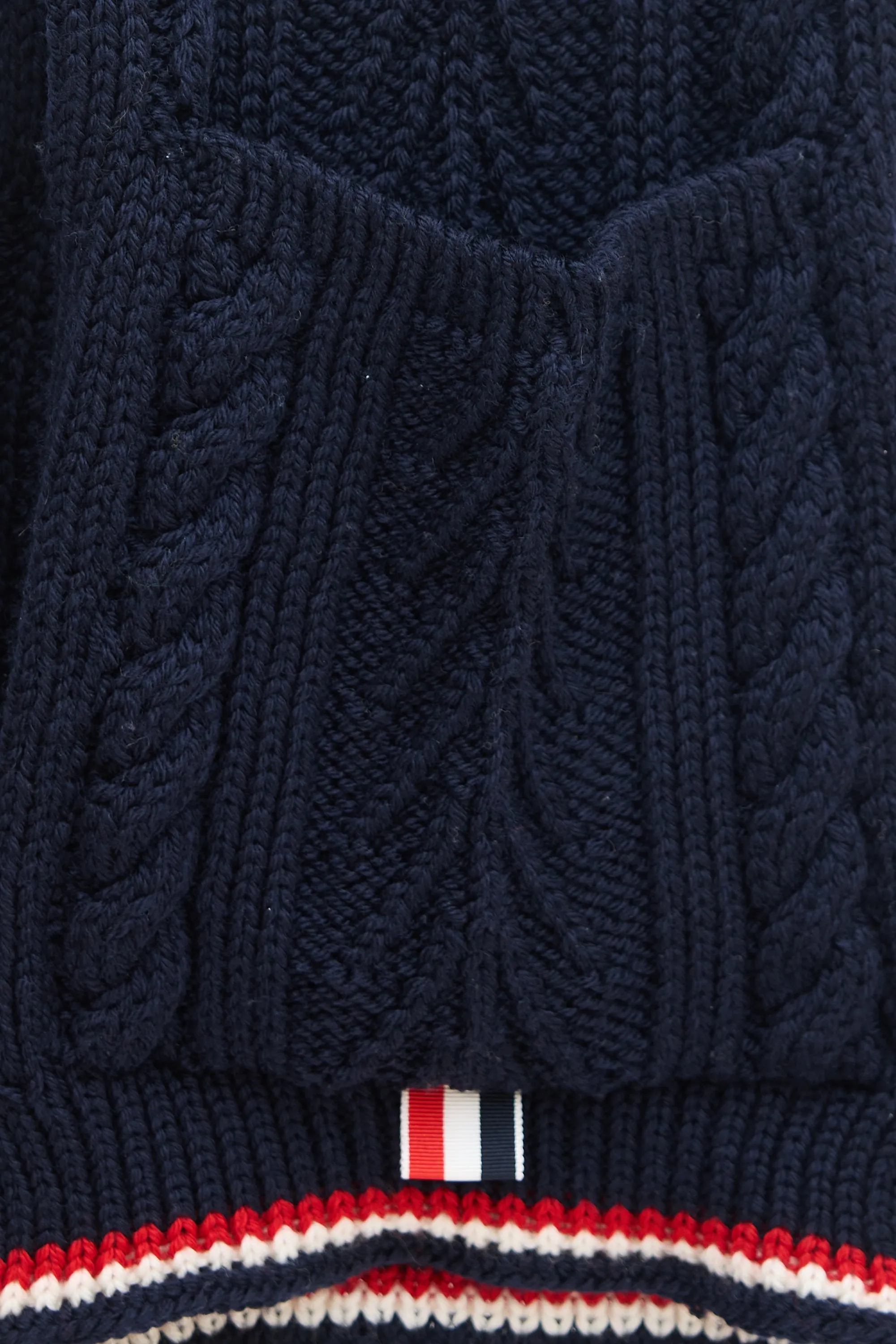 Navy Cable Knit Pocket Scarf