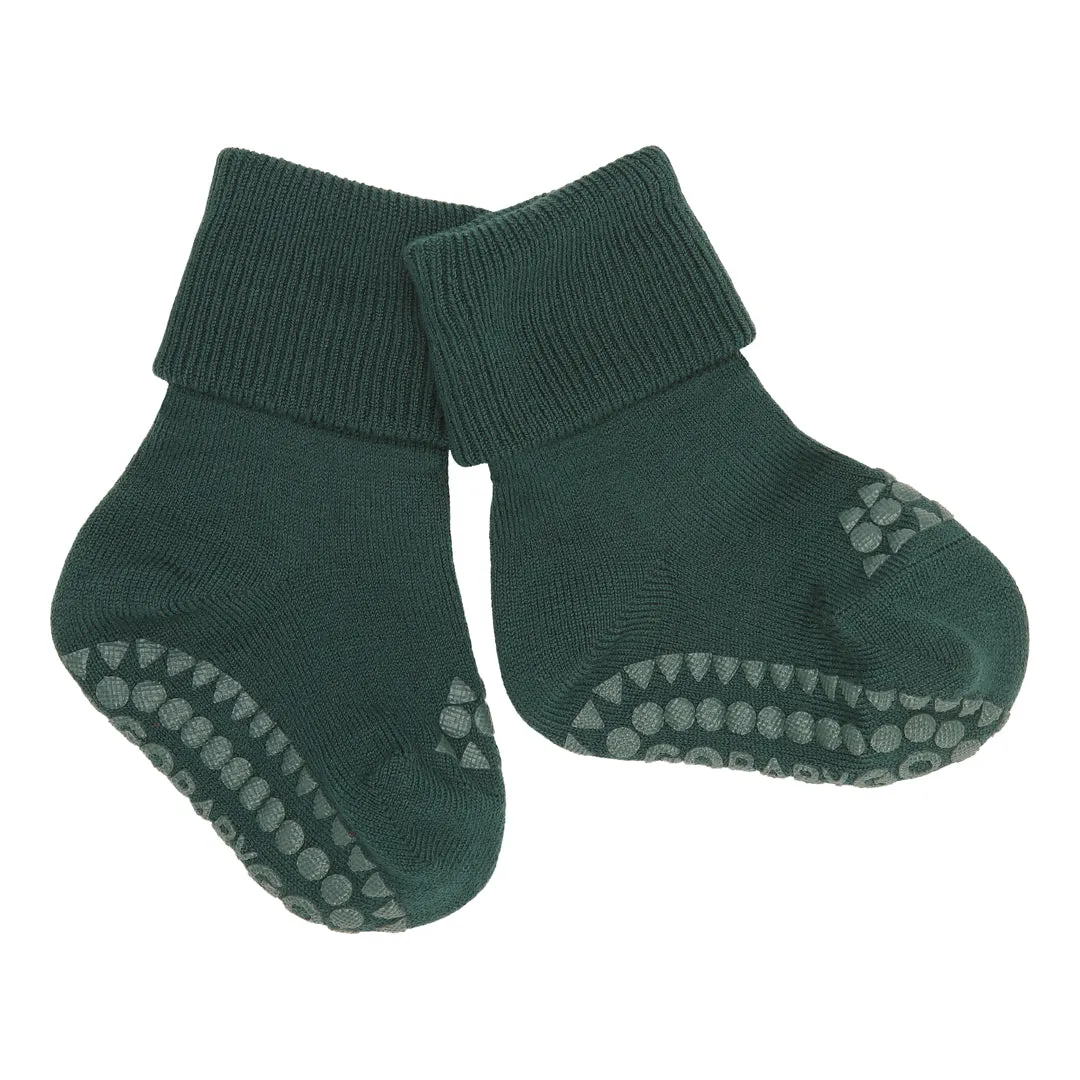 Non-Slip Grip Socks - Merino Wool - Forest Green