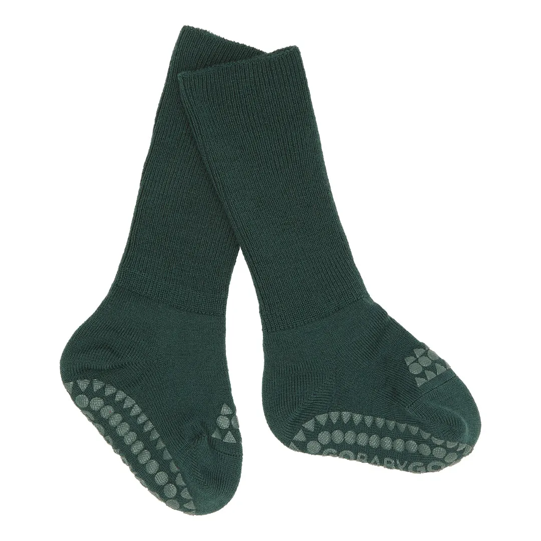 Non-Slip Grip Socks - Merino Wool - Forest Green