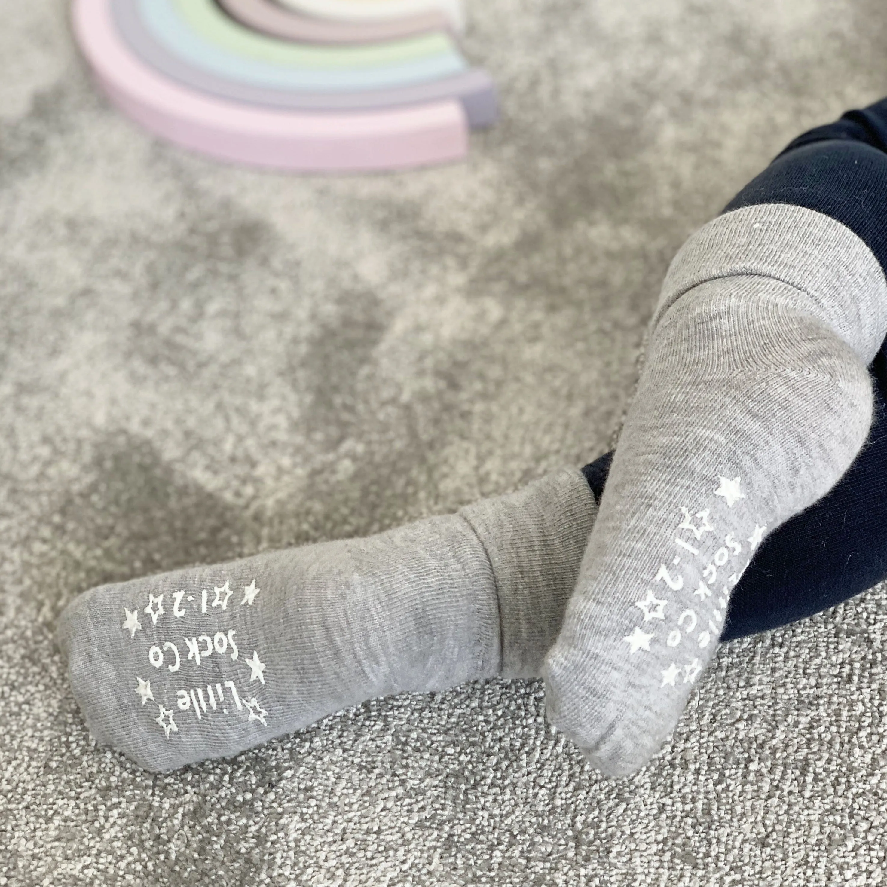 Non-Slip Stay On Baby and Toddler Socks - 3 Pack in Ocean Blue & Grey Sky