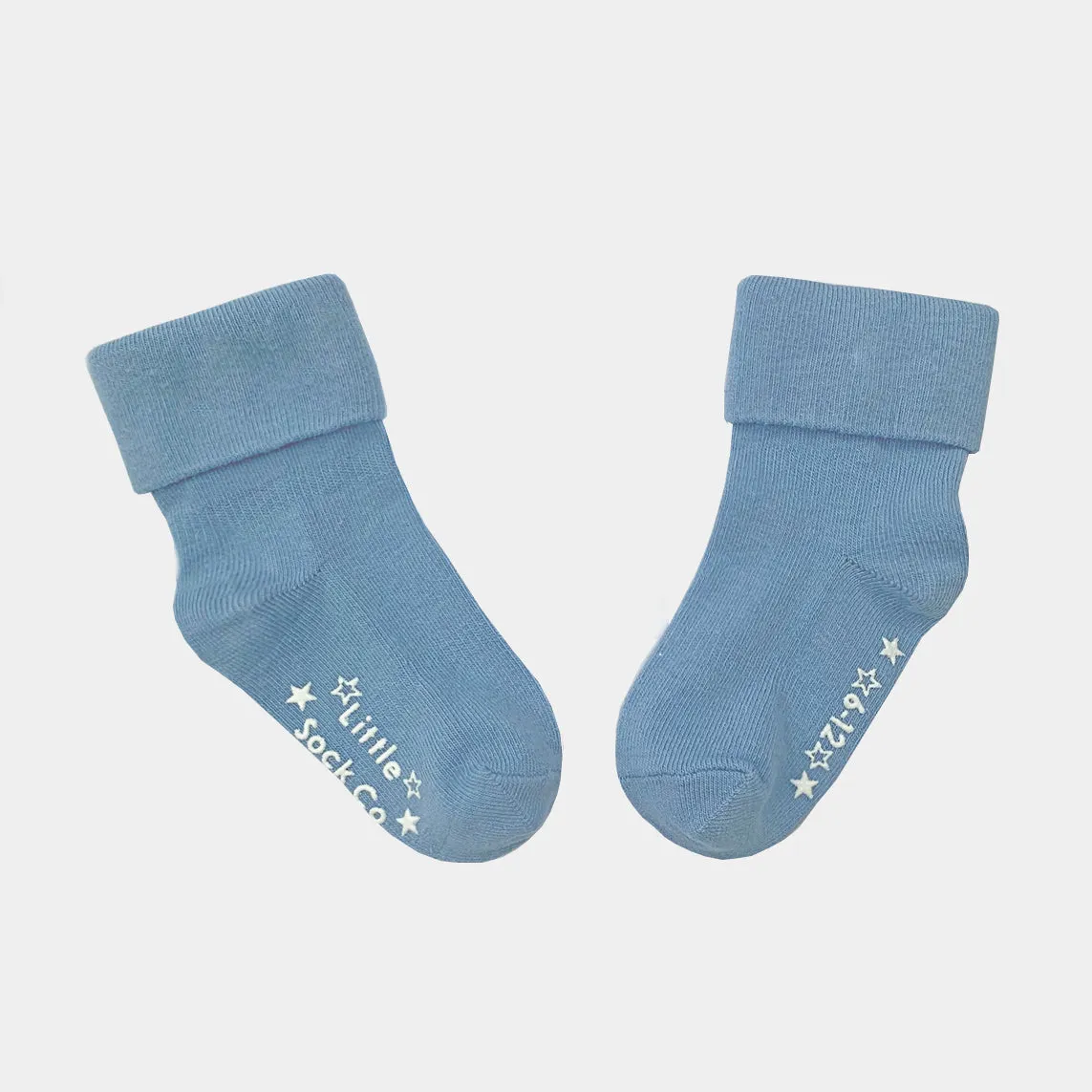 Non-Slip Stay On Baby and Toddler Socks - 3 Pack in Ocean Blue & Grey Sky