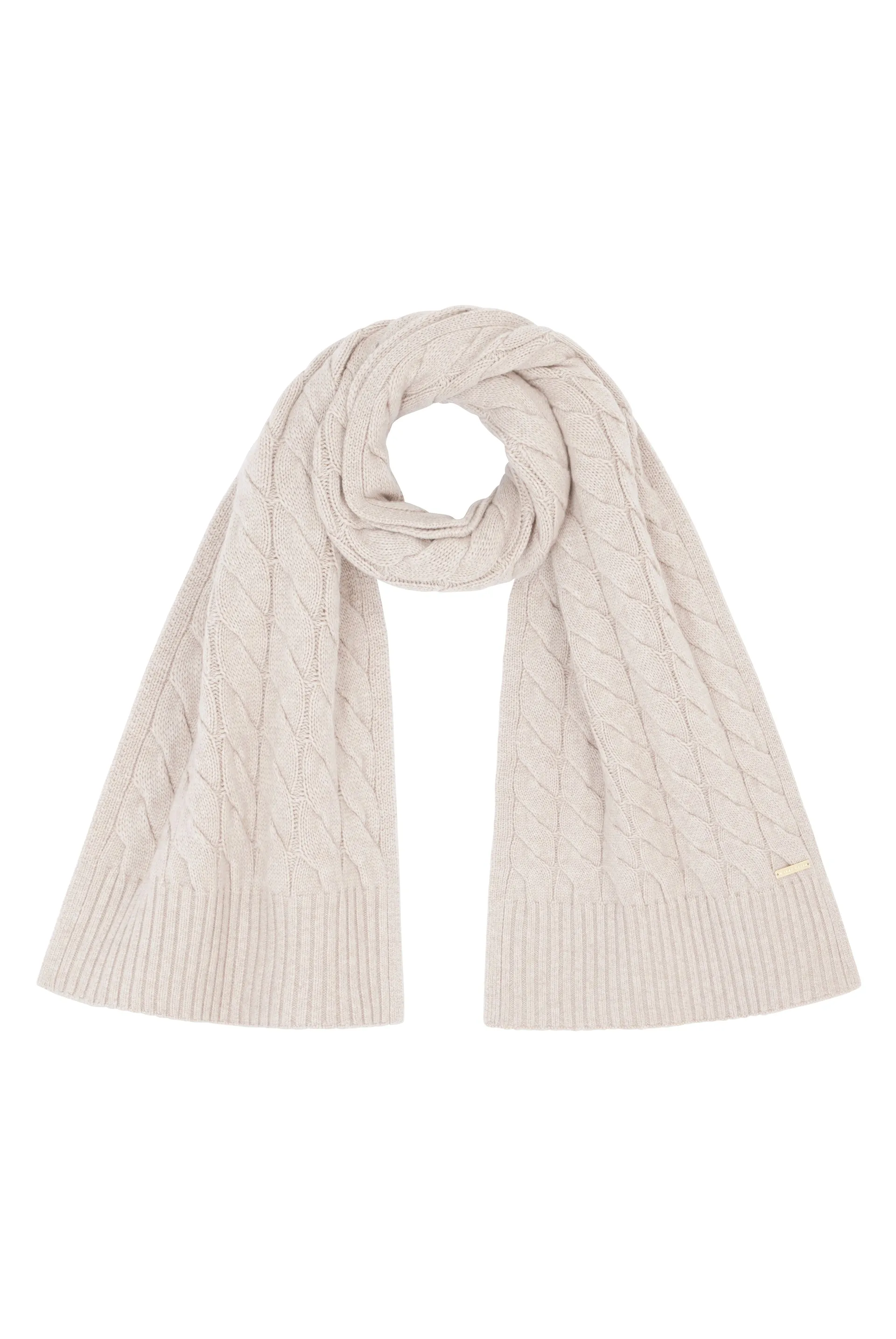 Oatmeal Meribel Cable Knit Scarf