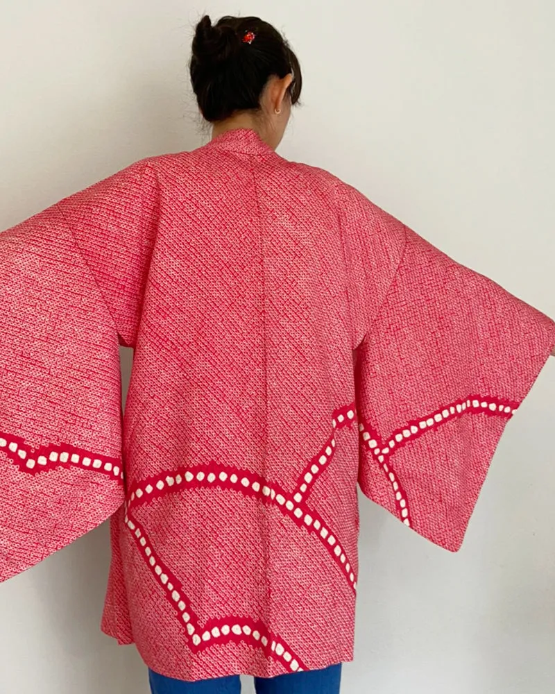 One Line Shibori Haori Kimono Jacket