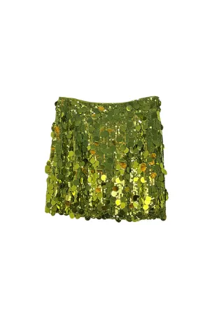 Pencil MINI Skirt - Chartreuse Disco Sequin