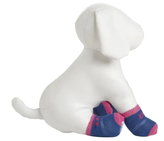 Pet Life - Rubberized Sole Non-Slip Socks for Dogs - Blue/Pink