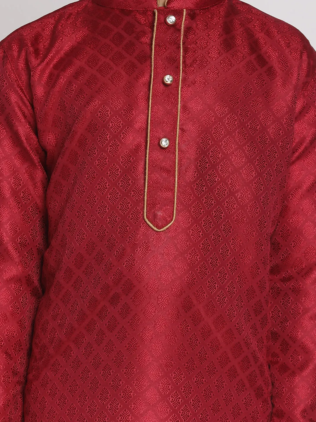 Pink and Rose Gold Jacquard Kurta Pyjama Set