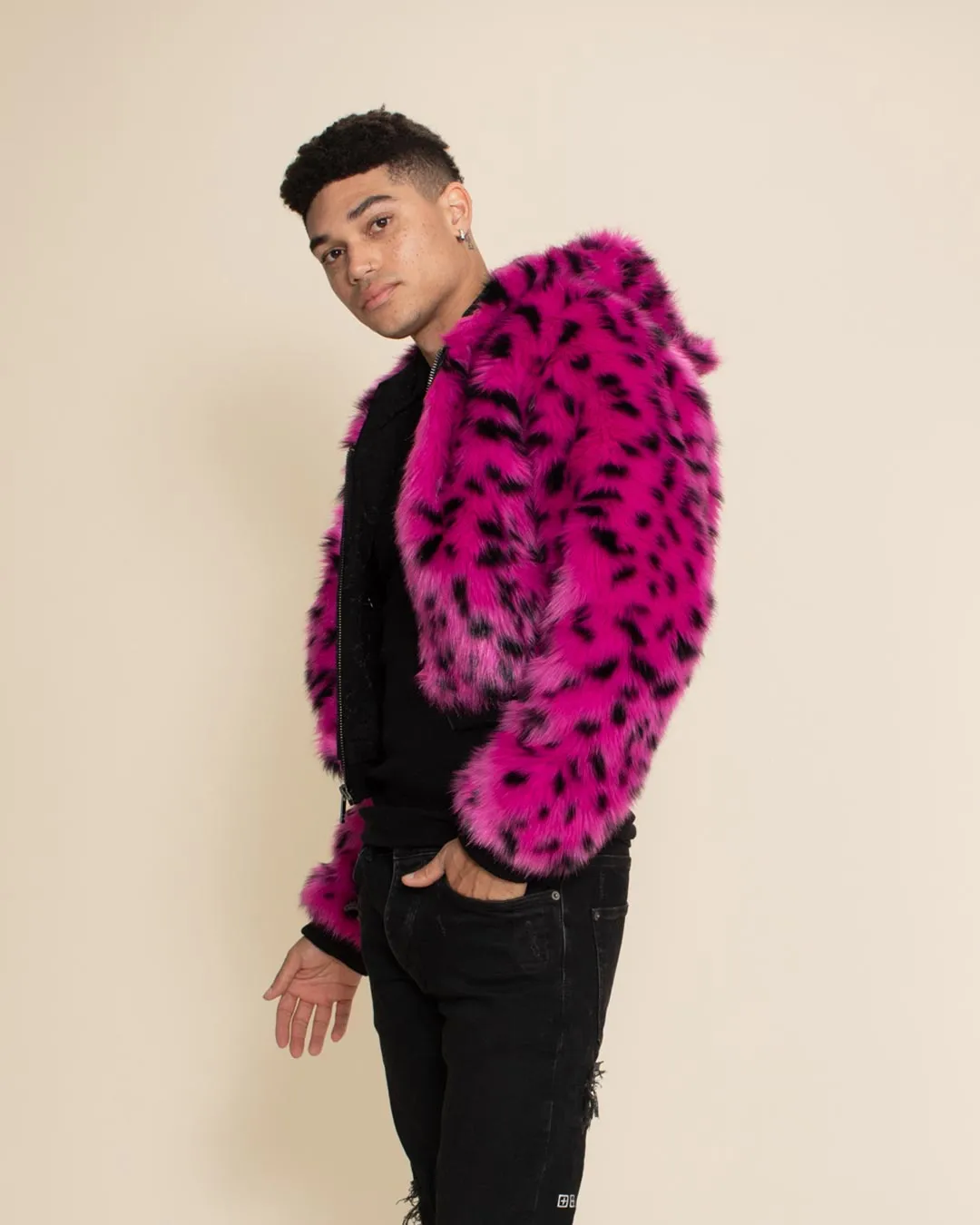 Pink Cheetah Classic Collector Edition Faux Fur Cropped Jacket | Men's