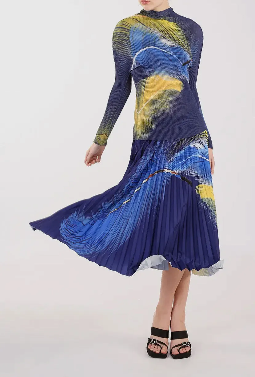 Pleated 2 pc set- indigo sun abstract