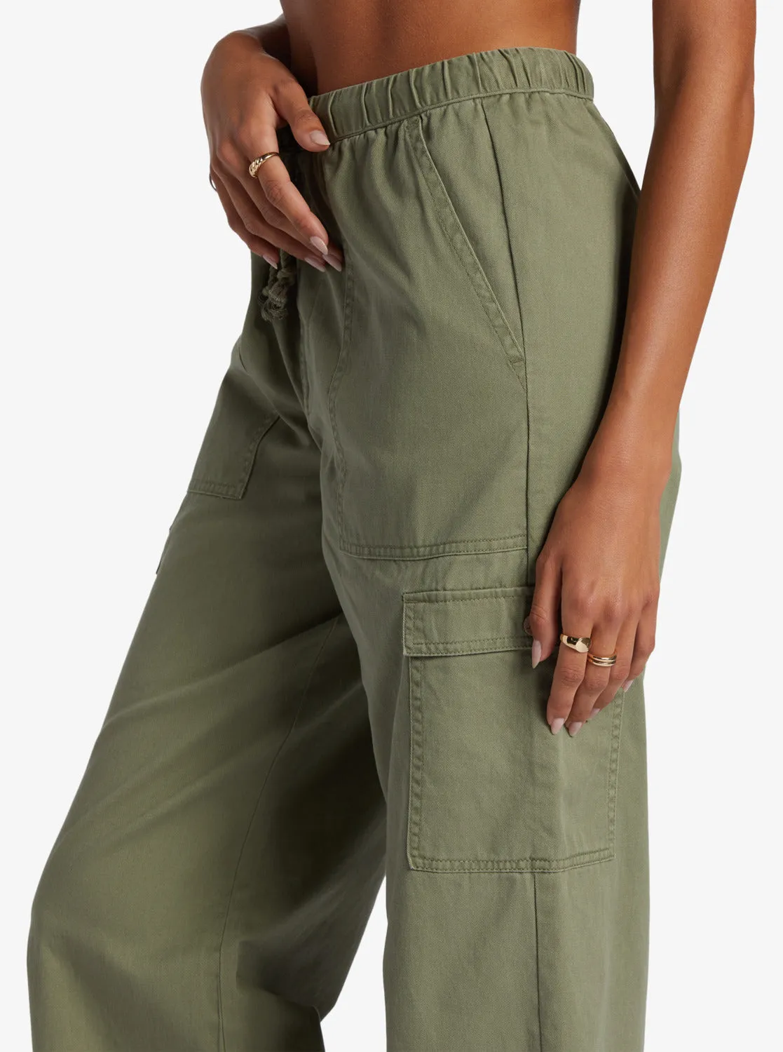 Precious High Waist Cargo Pants - Deep Lichen Green