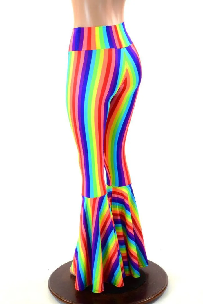 Rainbow High Waist Bell Bottom Flares