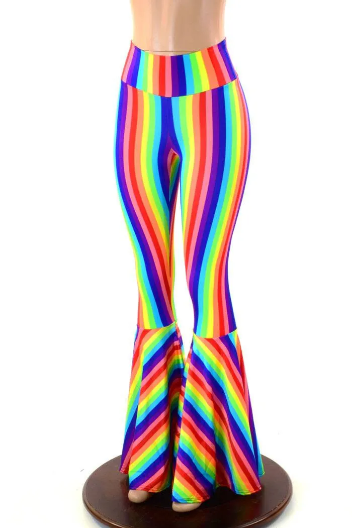 Rainbow High Waist Bell Bottom Flares