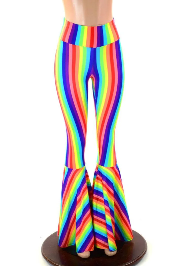 Rainbow High Waist Bell Bottom Flares