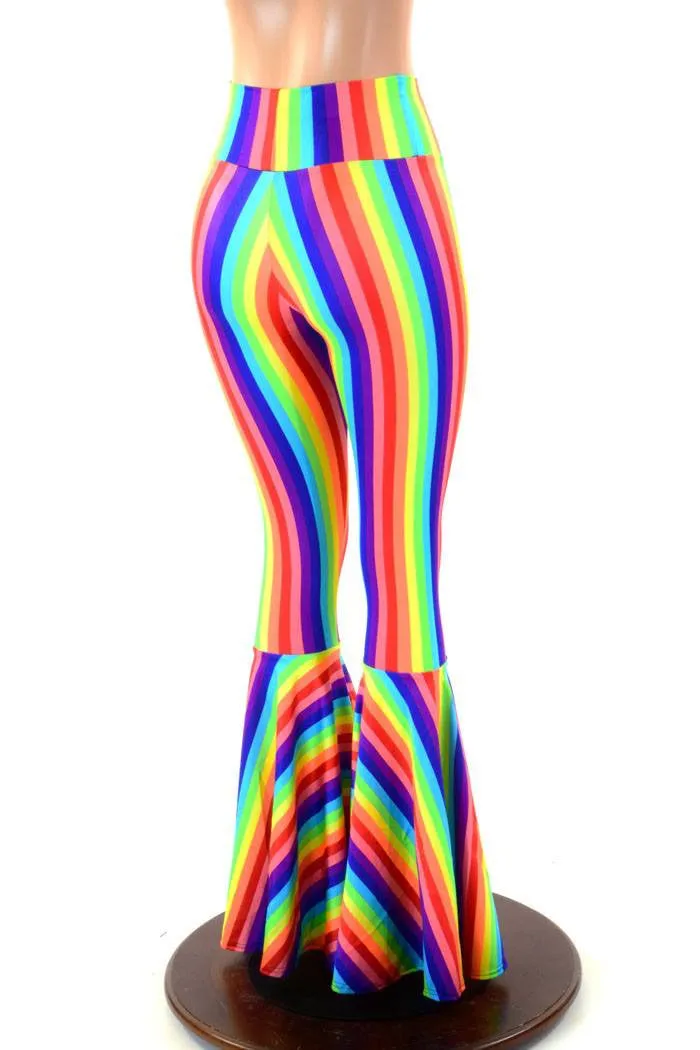 Rainbow High Waist Bell Bottom Flares