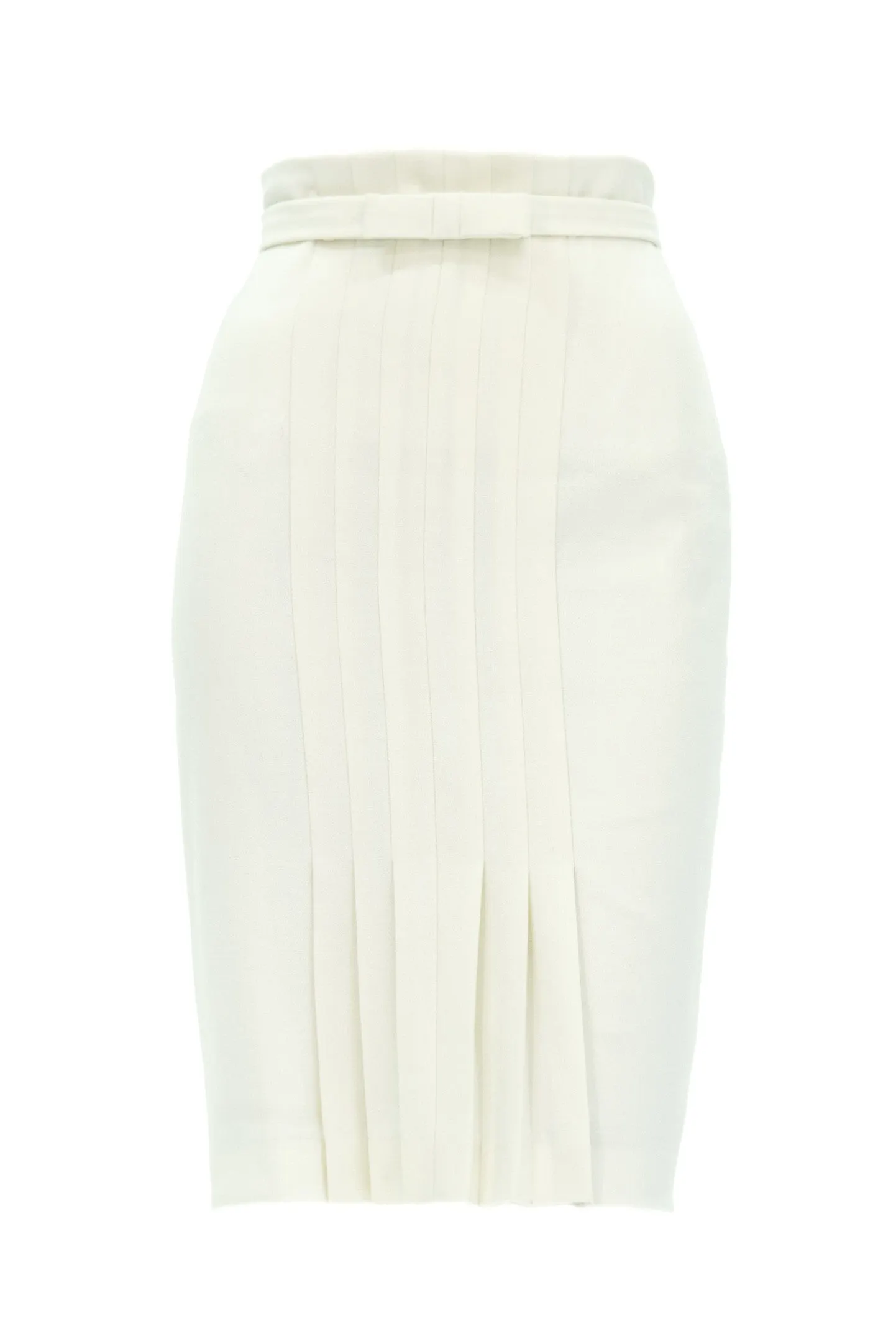 RANUNCULUS IVORY PENCIL SKIRT WITH PLEATS