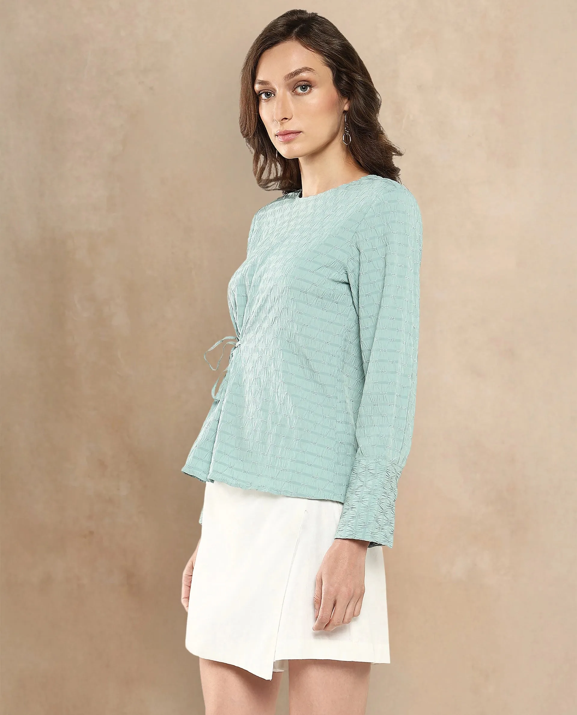 Rareism Women Kiop Green Plain Top