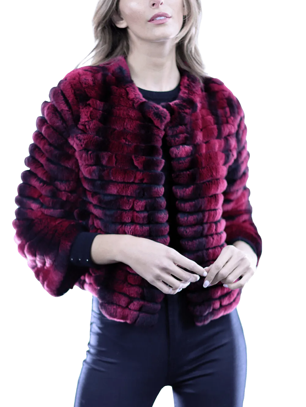 Rex Rabbit Fur Coat - Wine