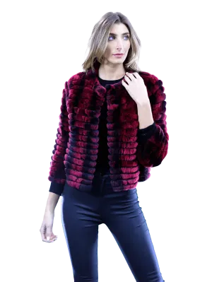 Rex Rabbit Fur Coat - Wine