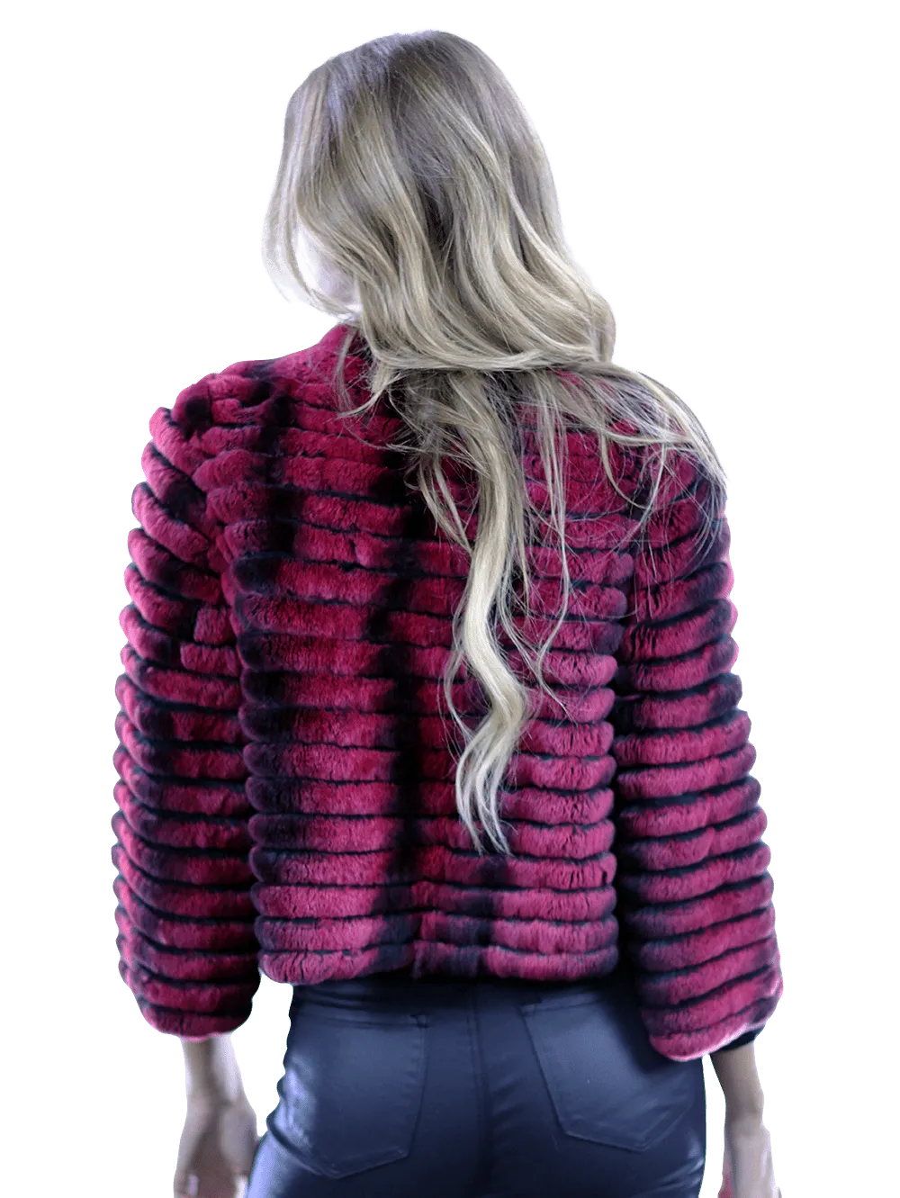 Rex Rabbit Fur Coat - Wine