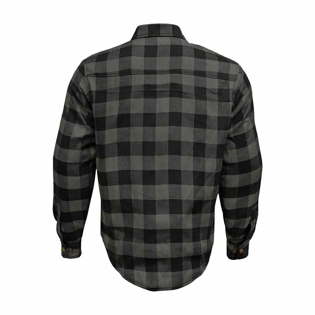 RIDERACT® Men's Motorcycle Riding Reinforced Flannel Shirt Road Series Grey