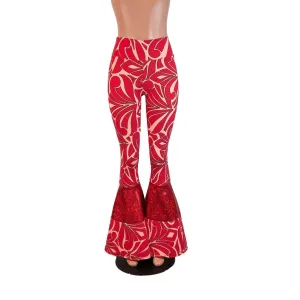 SALE - Red/Peach Groovy Tiered Flares -  High Waist Bell Bottom Pants