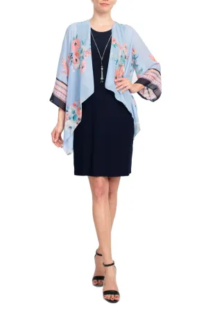 Sandra Darren Chiffon Knit Floral Kimono Jacket Dress