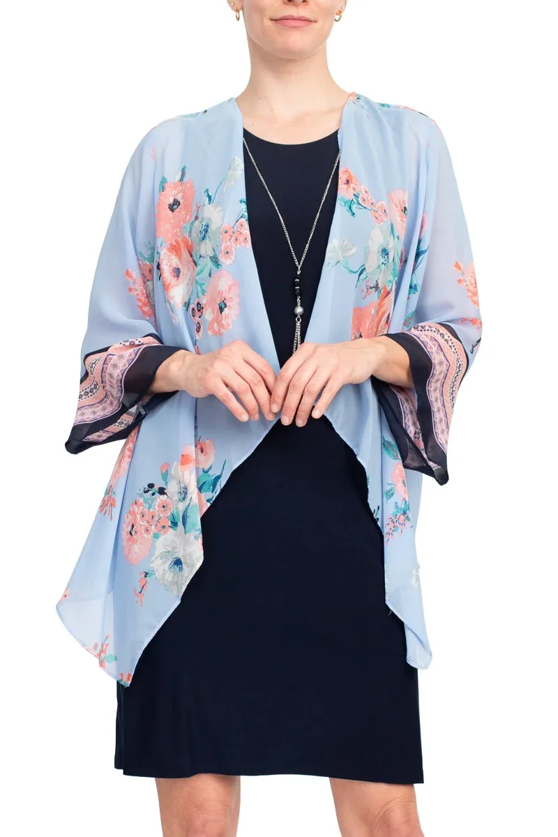 Sandra Darren Chiffon Knit Floral Kimono Jacket Dress