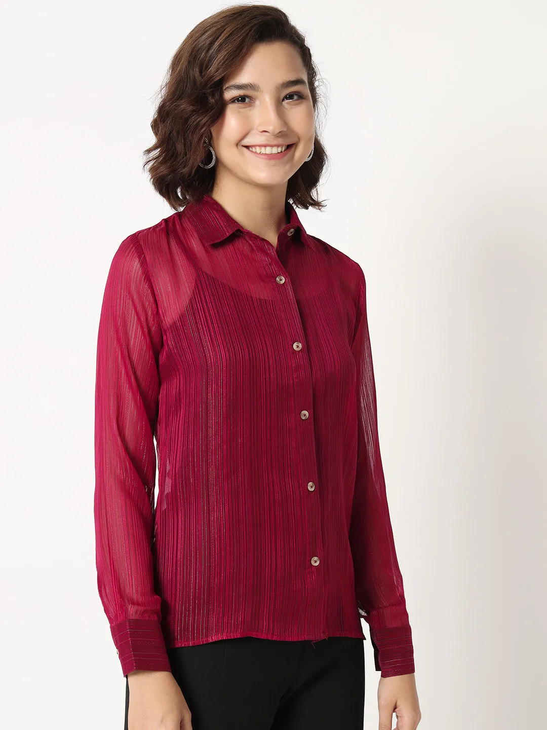 Self Design Semi Sheer Classic Shirt