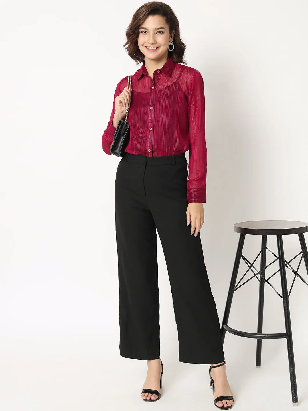 Self Design Semi Sheer Classic Shirt